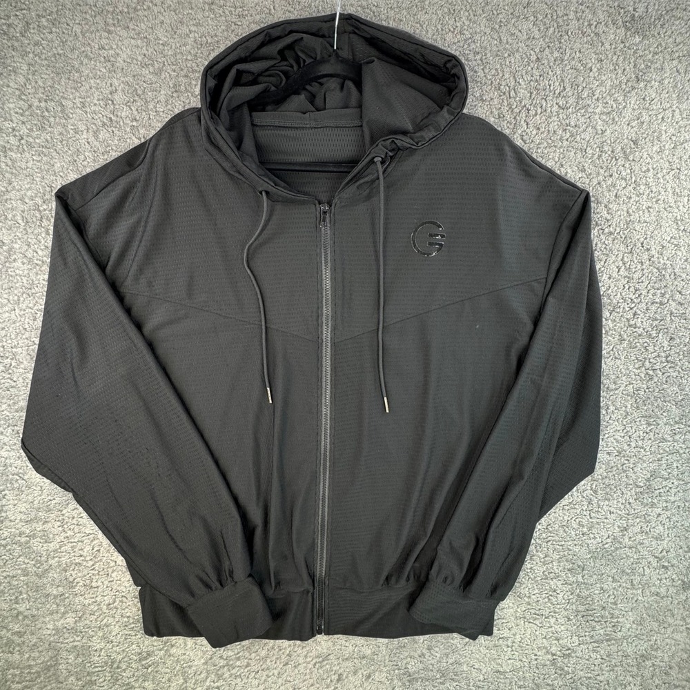 Grrrl Clothing Heidi Black Full Zip Hoodie Athletic Mesh Cotton Jacket Womens